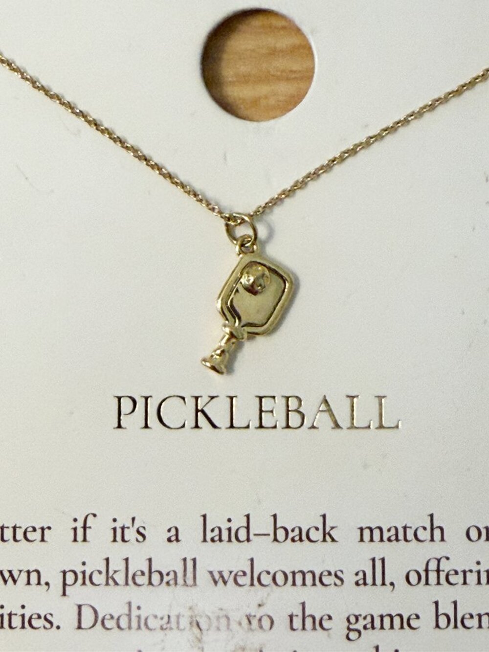 ☀️ Tiny Tags Pickleball Paddle Charm Necklace 14k Gold Ion Plated NWT